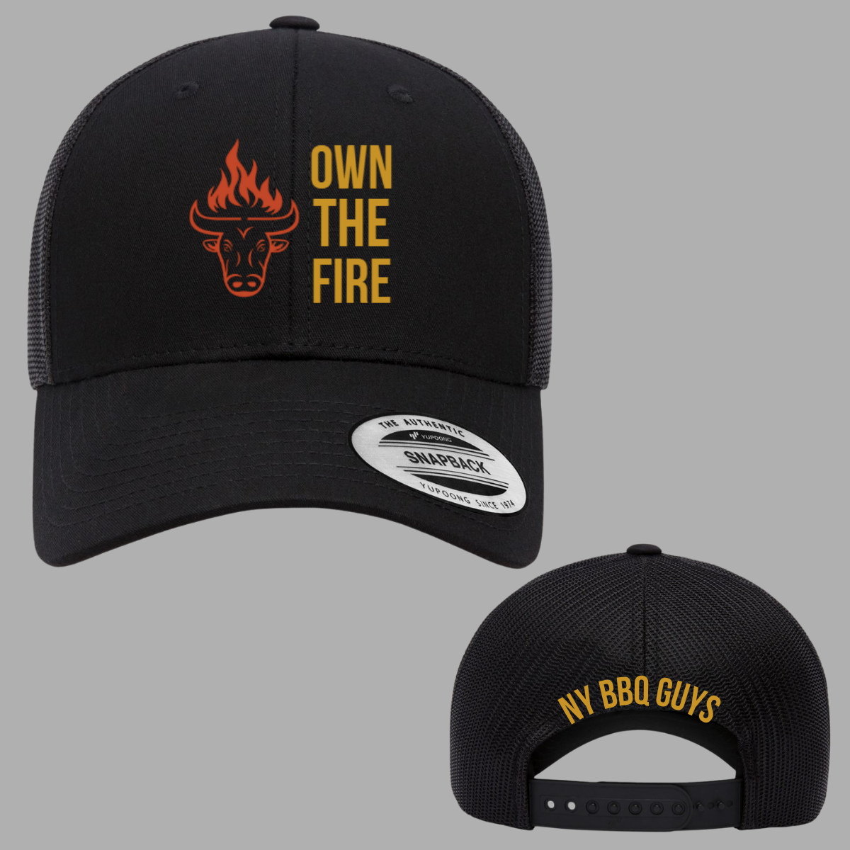 Own The Fire Trucker Hat - Black/Gold | NY BBQ Guys