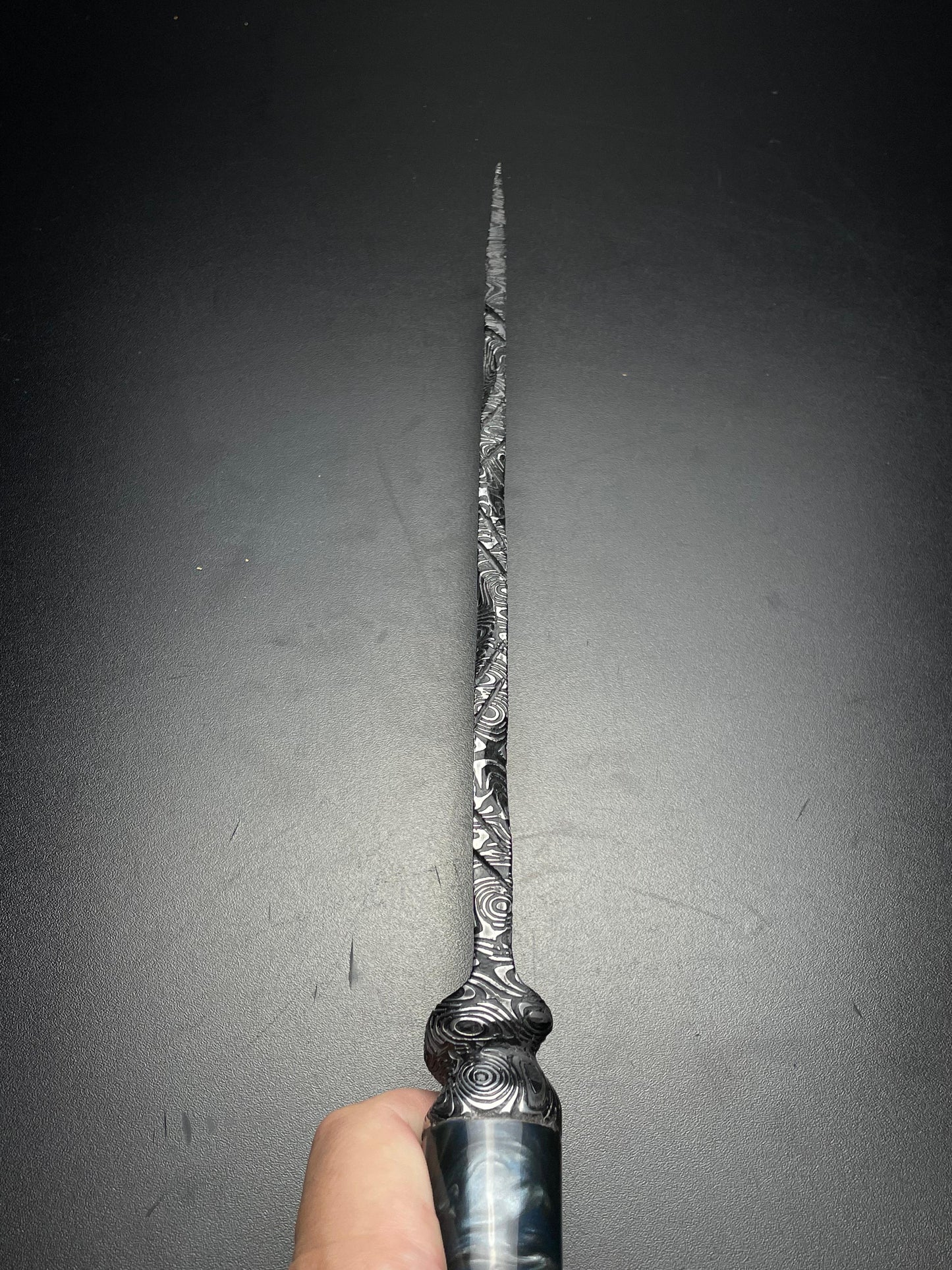 The Abyss Textured Forged Knife – Pearl Resin Handle Edition