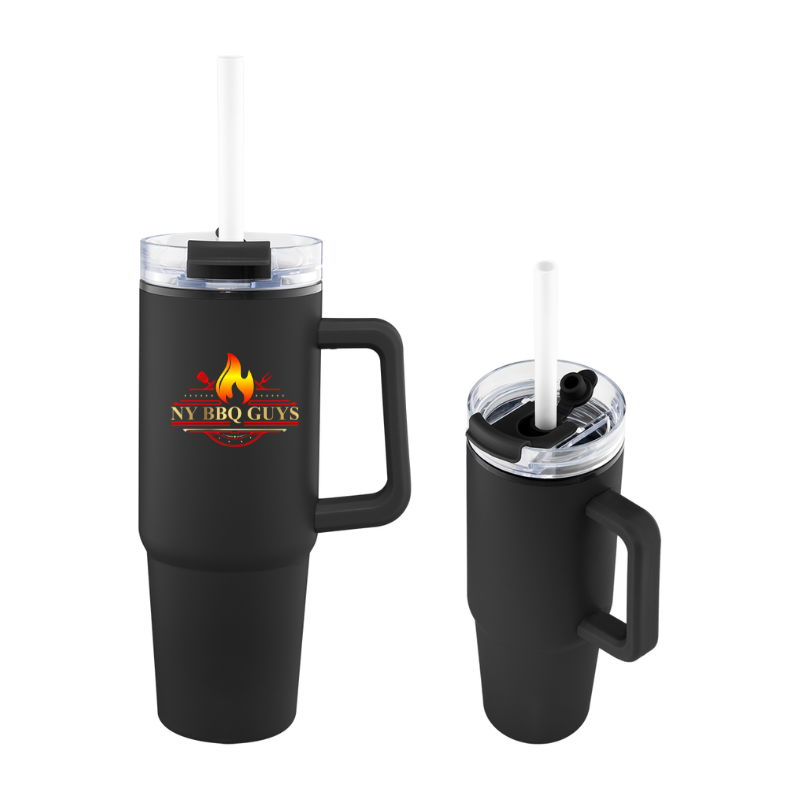 NY BBQ Guys 30oz Tumbler with Handle & Straw