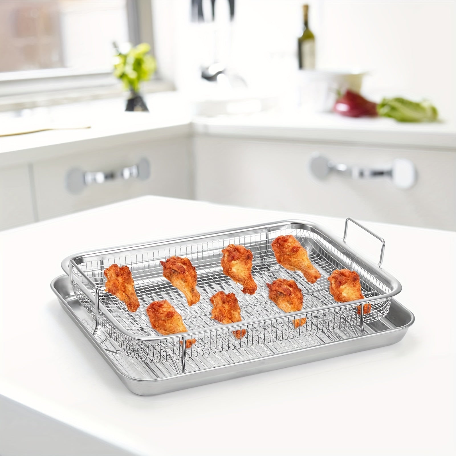 Stainless Steel Oven Grilling Basket with Double Handle-1