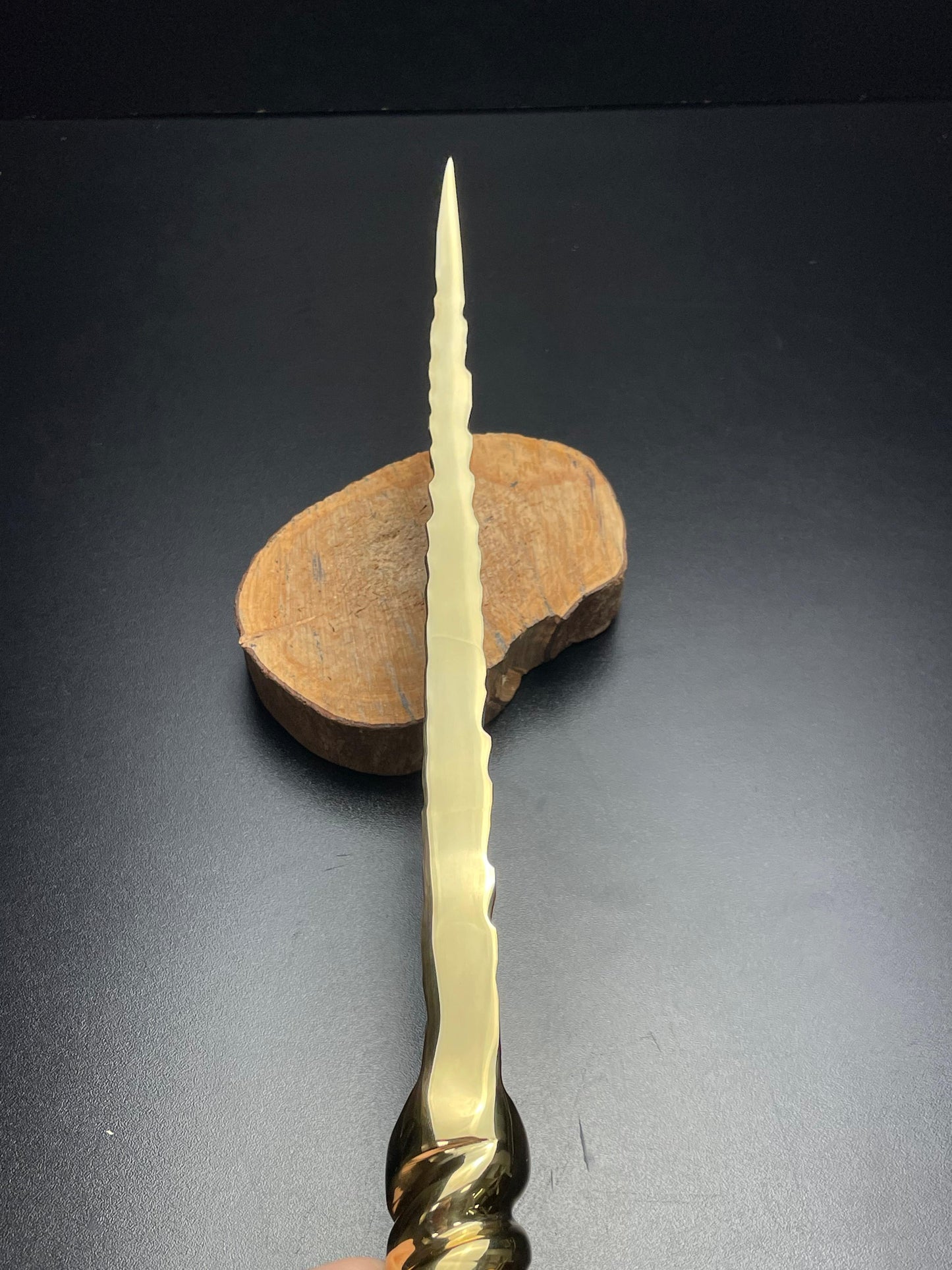 “The Blue Current” – Partial Gold Custom Knife