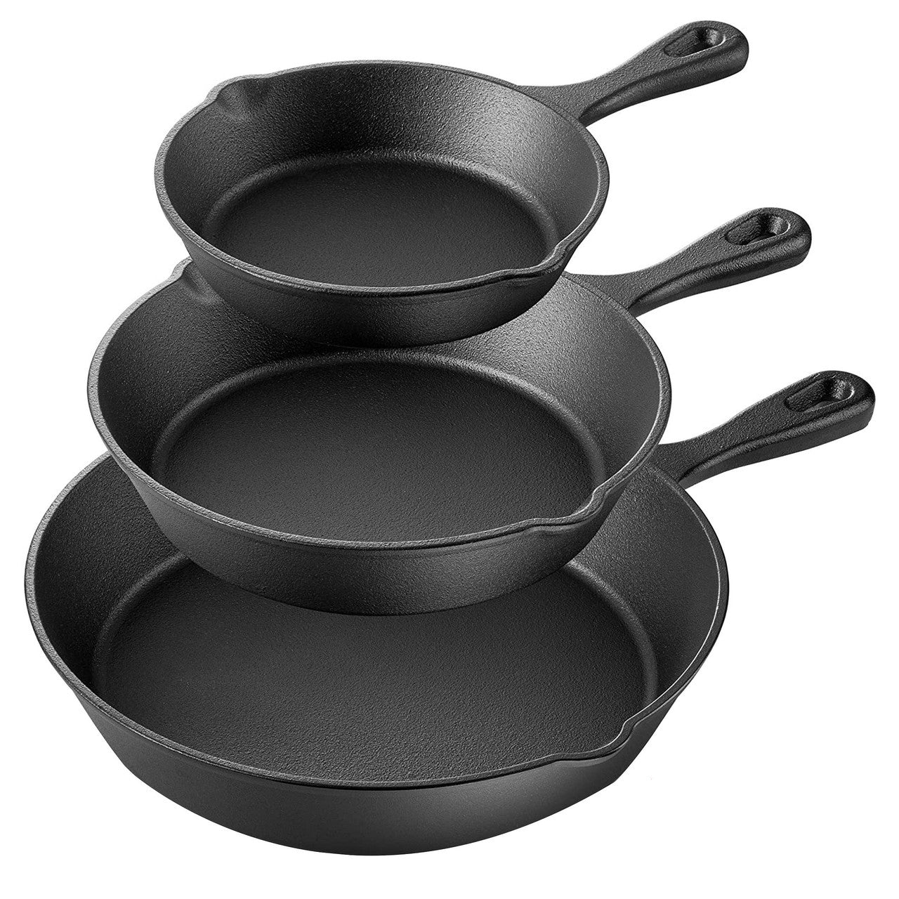 MegaChef Pre-Seasoned 3 Piece Cast Iron Skillet Set-0