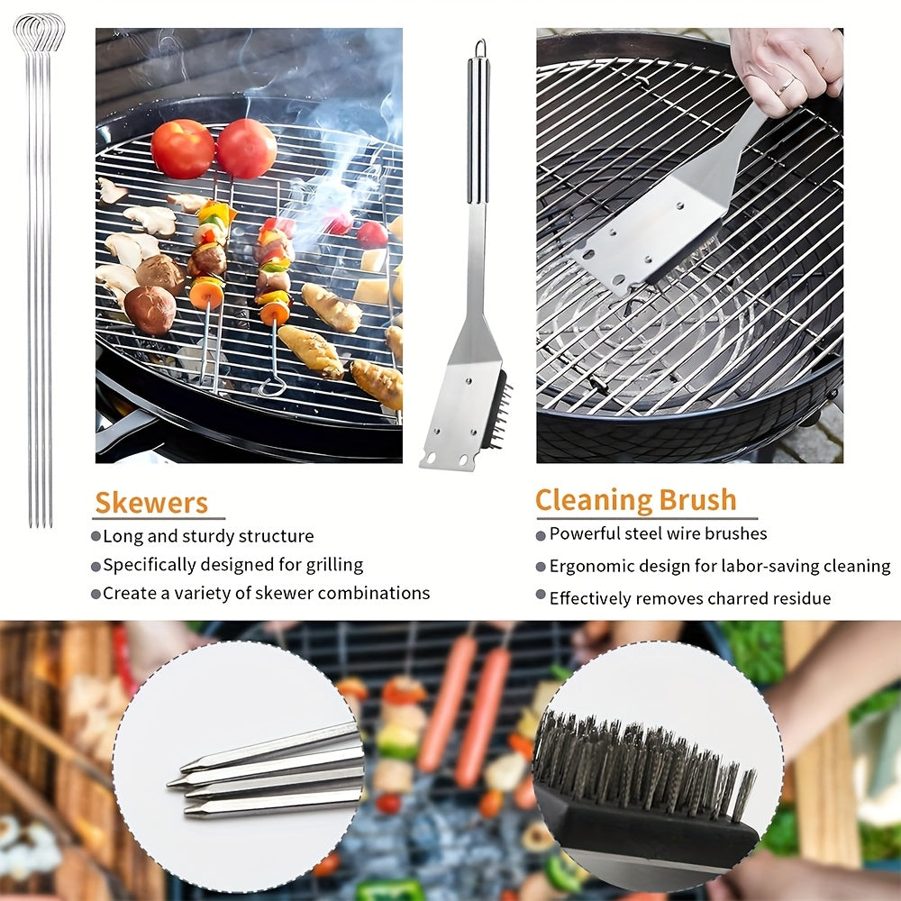 Stainless BBQ Grill Tool Set with Thermometer (26pcs)-3